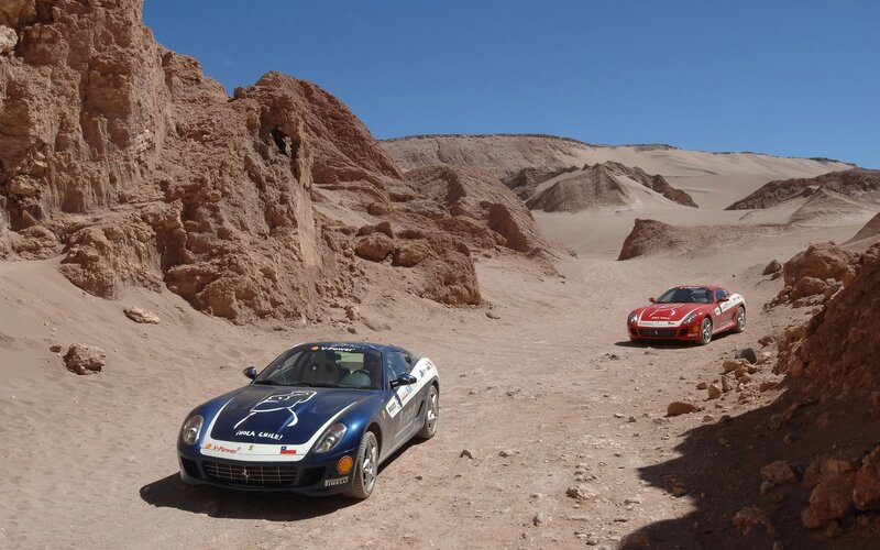 Ferrari cars in desert