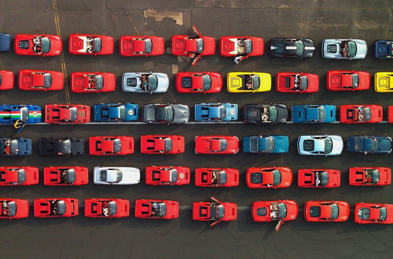 Ferrari Cars in Formation