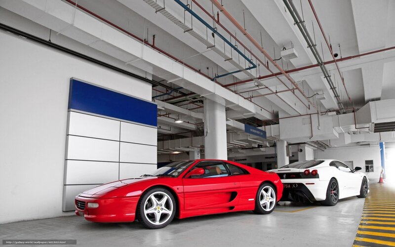 Ferrari cars in garage