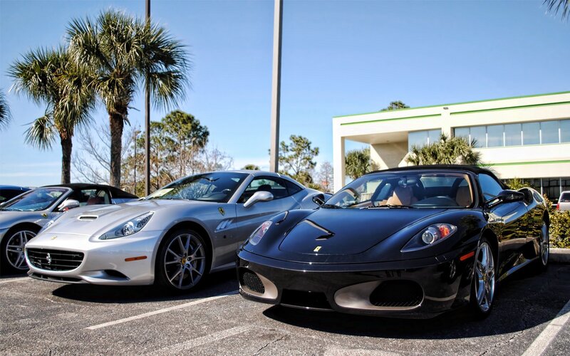 Ferrari cars in parking lot