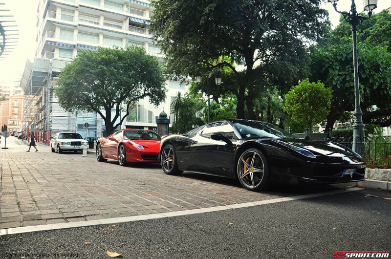 Ferrari cars on a city street