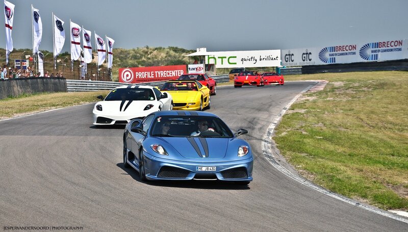 Ferrari cars on a racetrack