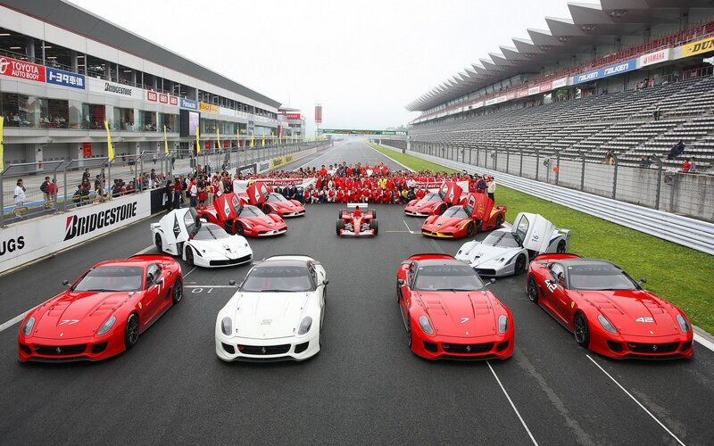 Ferrari Cars on Racetrack — Red