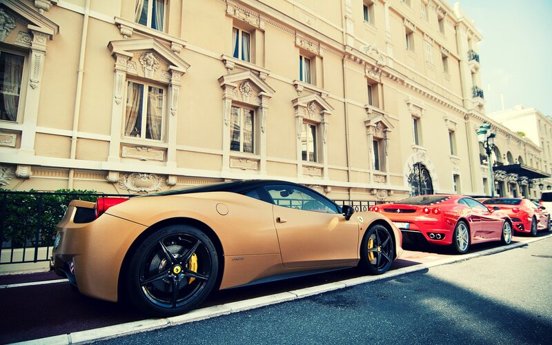 Ferrari cars parked on street