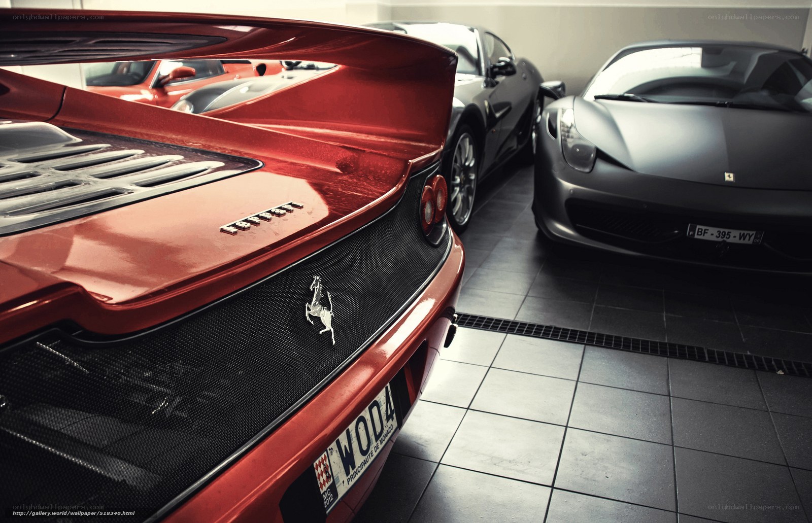 Ferrari collection in garage