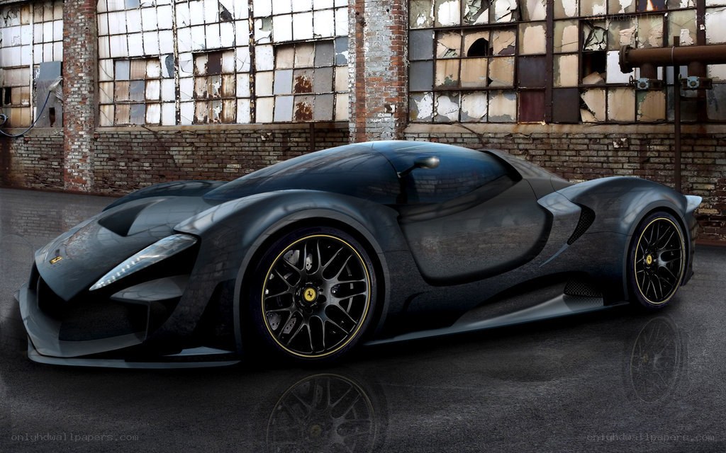 ferrari concept car in warehouse