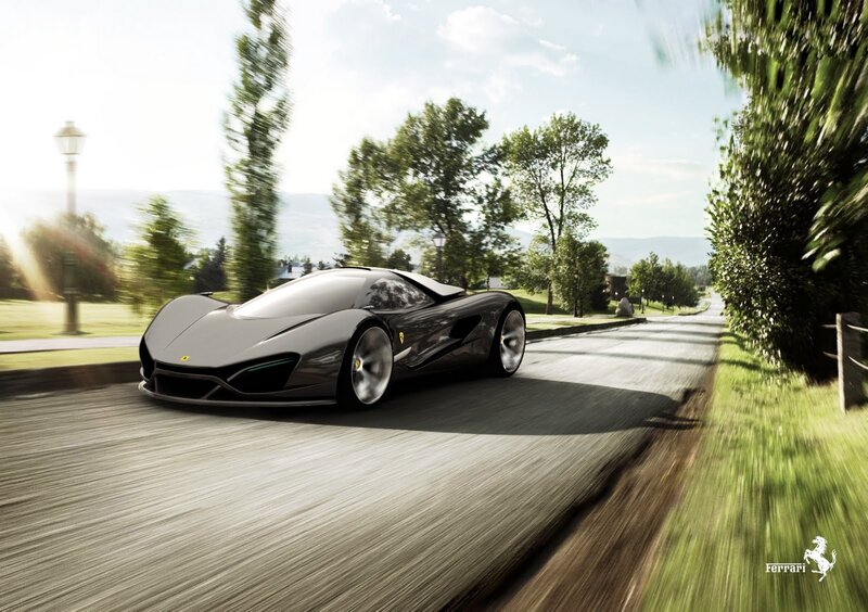 Ferrari concept car on country road