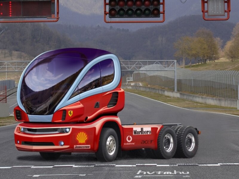 Ferrari concept truck on racetrack