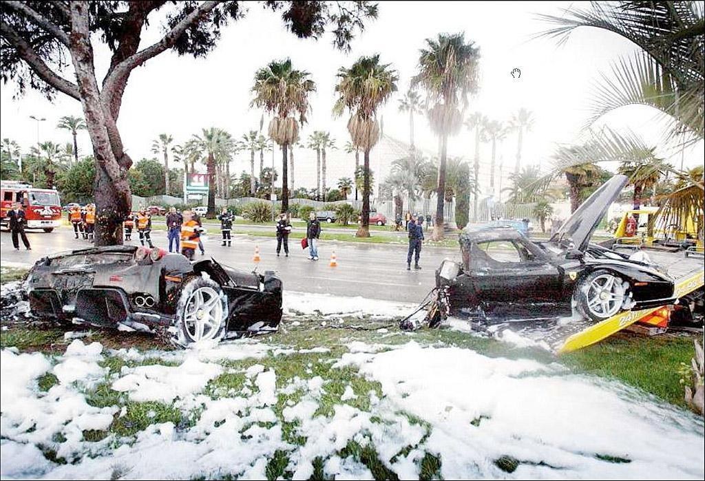 Ferrari crash scene