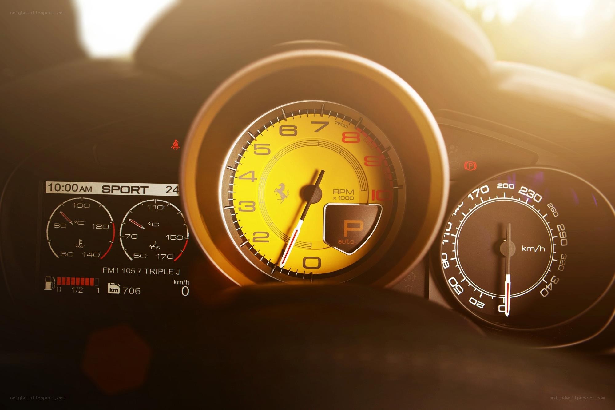 Ferrari dashboard in sunlight