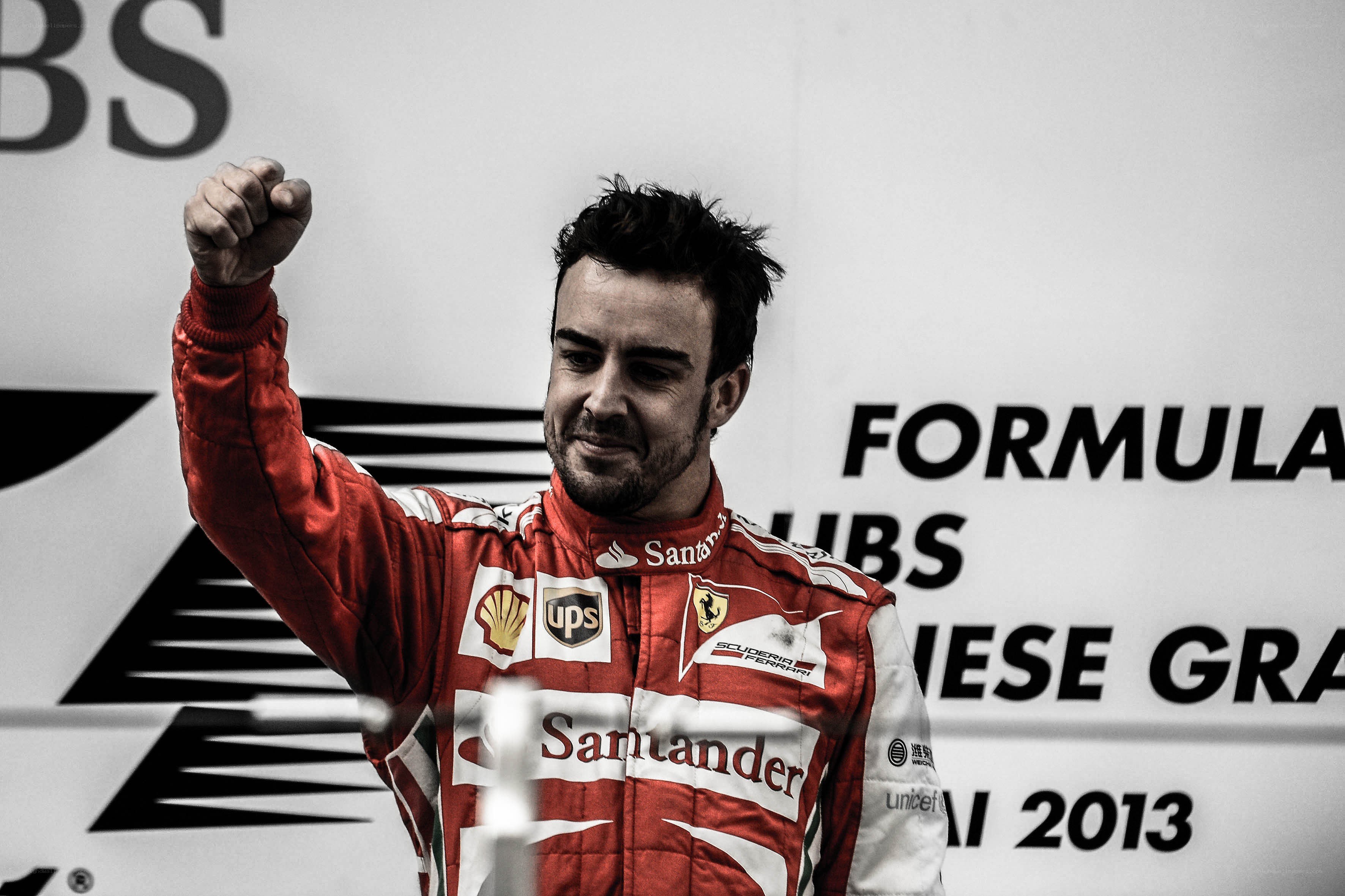 Ferrari driver celebrates victory