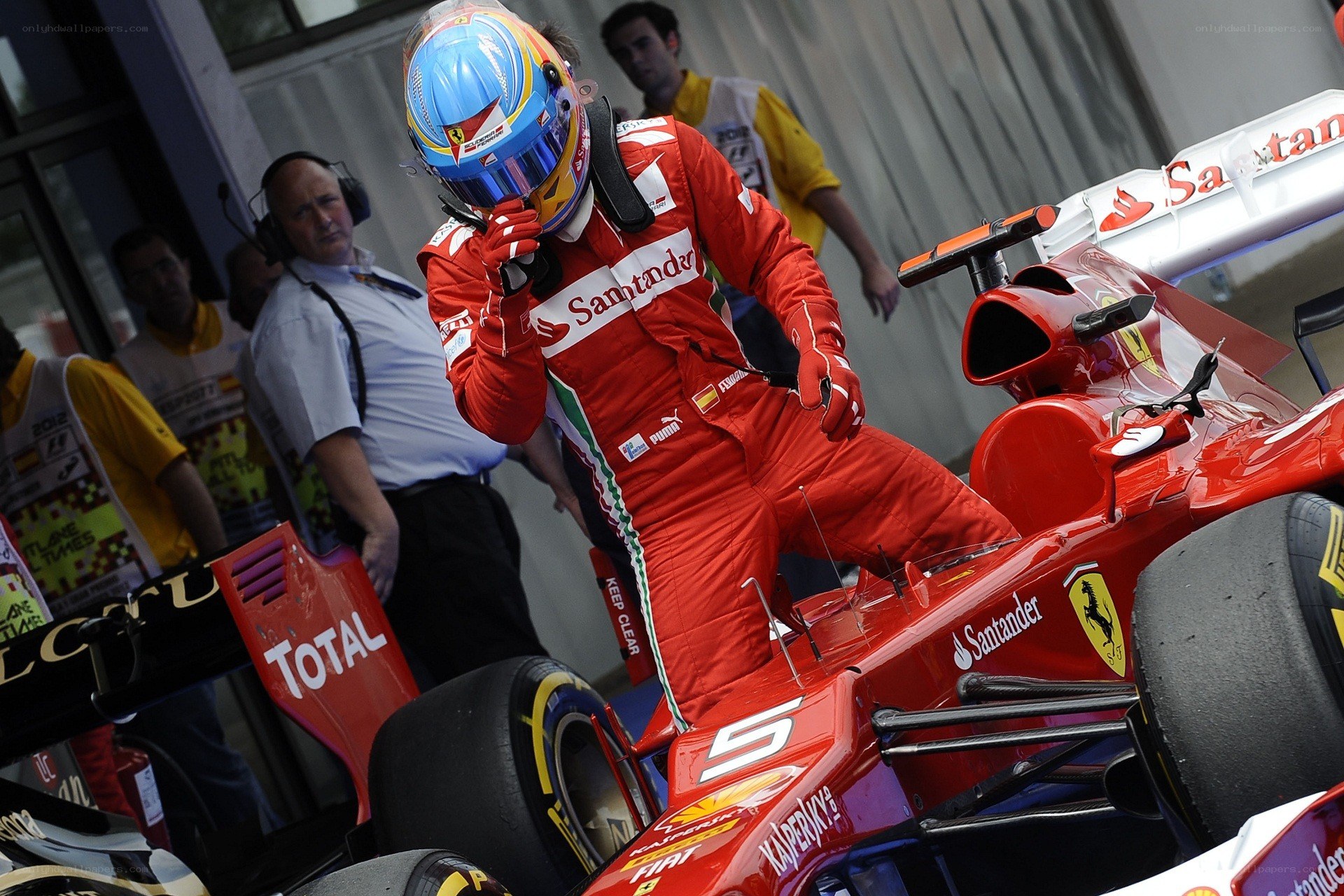 Ferrari driver in pit lane