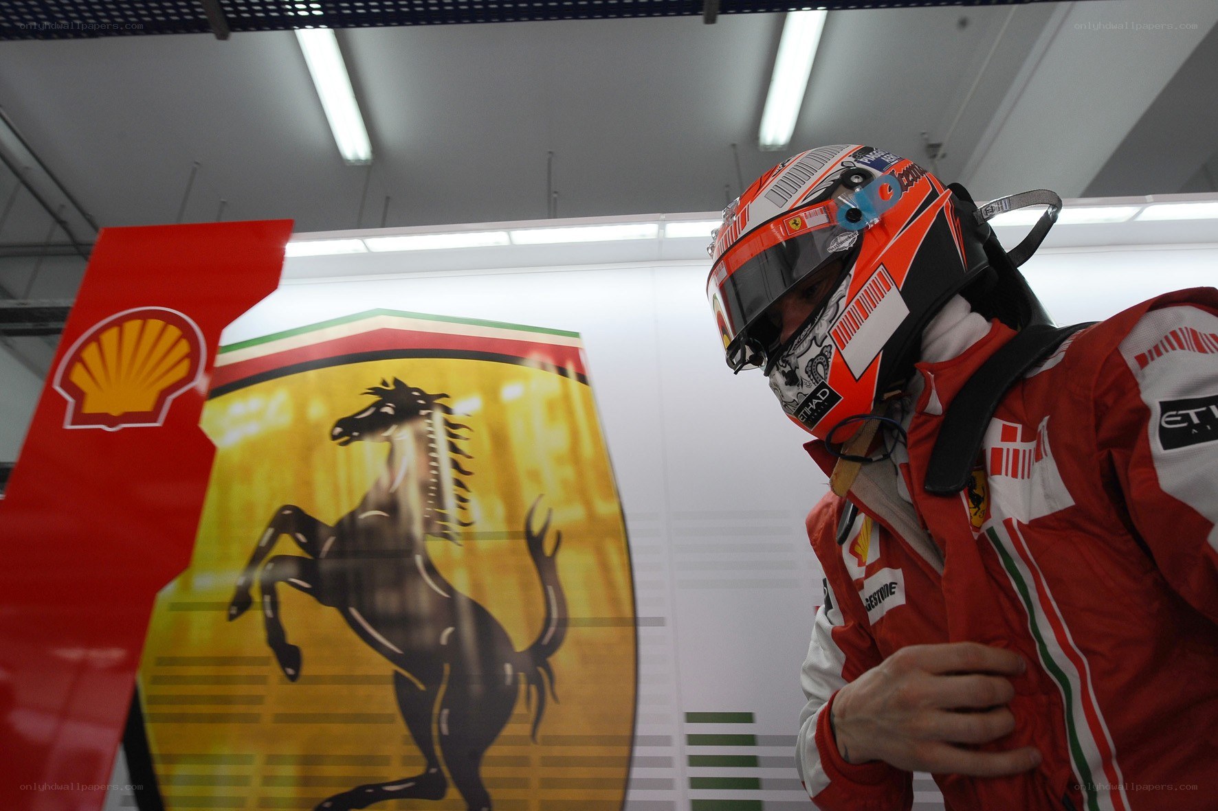 Ferrari driver in pit lane