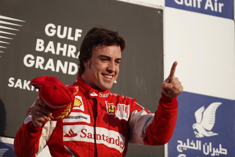 Ferrari driver on podium