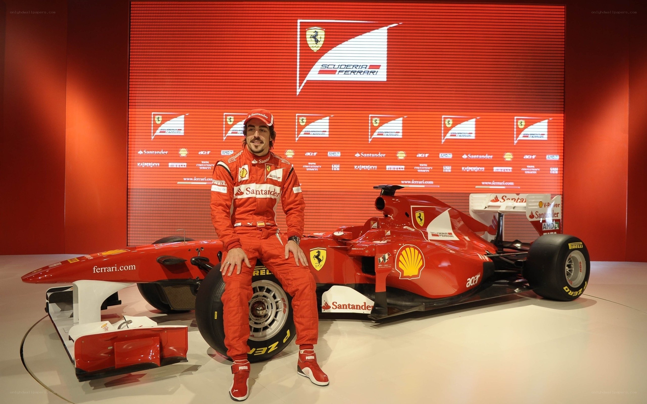 Ferrari driver with race car