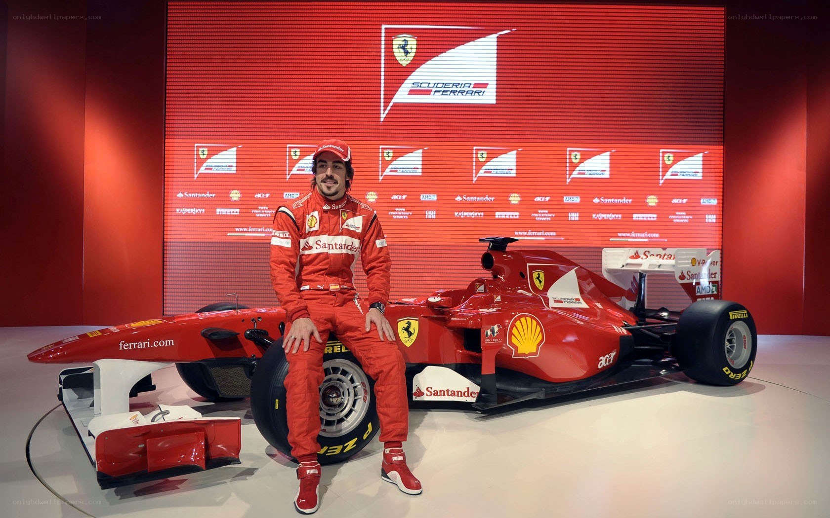Ferrari driver with race car