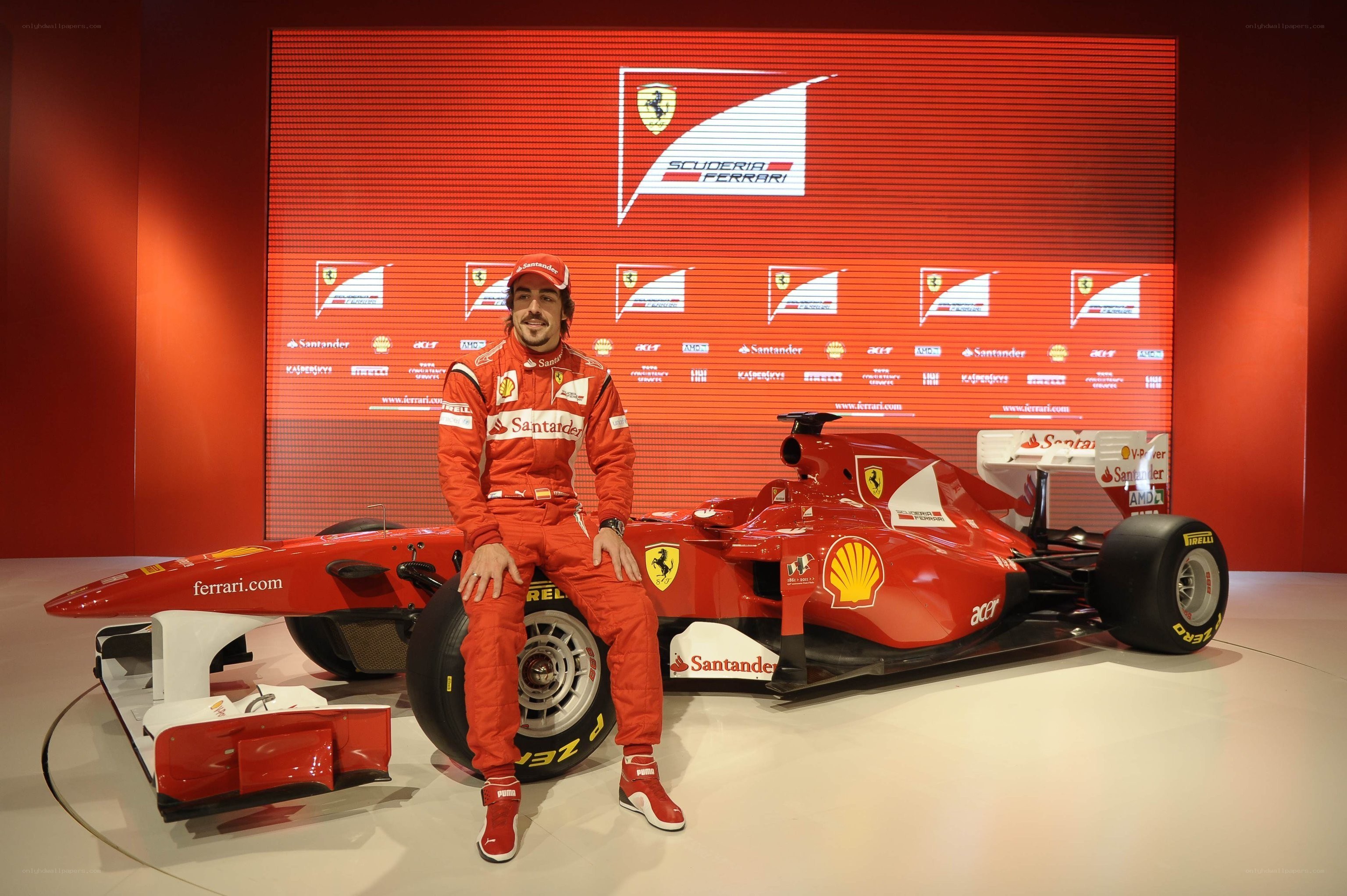 Ferrari driver with race car