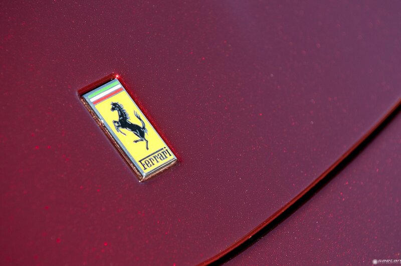 Ferrari Emblem on Car — Red, Neutral, Photograph, Car Body