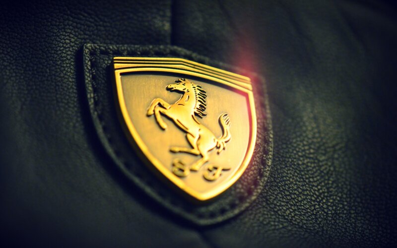 Ferrari emblem on leather
