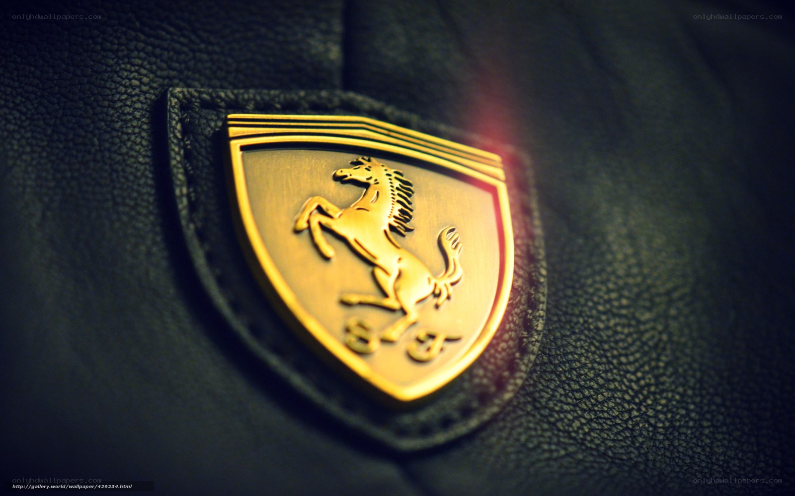 Ferrari emblem on leather