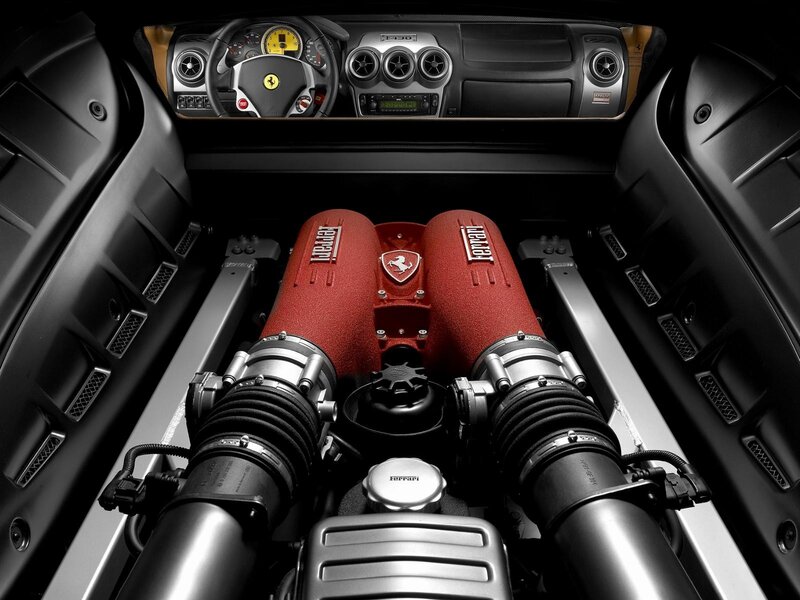 Ferrari Engine Bay — Red, Dramatic, Photograph