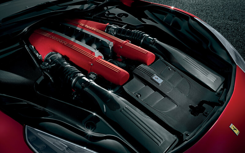 Ferrari Engine Bay — Red, Dramatic