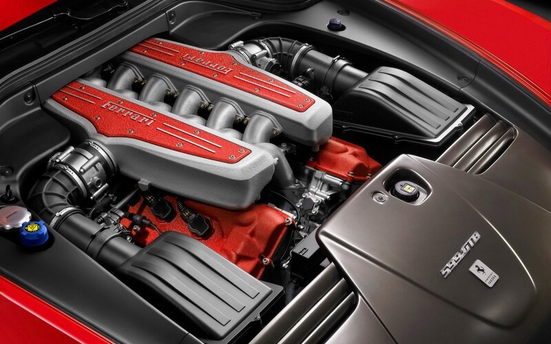 Ferrari Engine Bay — Red, Mechanical, Photograph, Air Intake, Battery