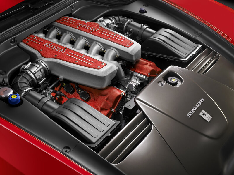 Ferrari Engine Bay — Red, Mechanical, Photograph, Hood