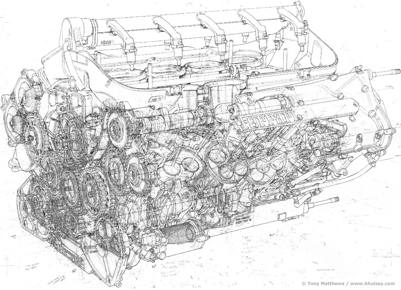 Ferrari engine technical drawing