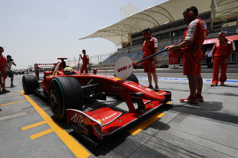 Ferrari F1 car in pit lane