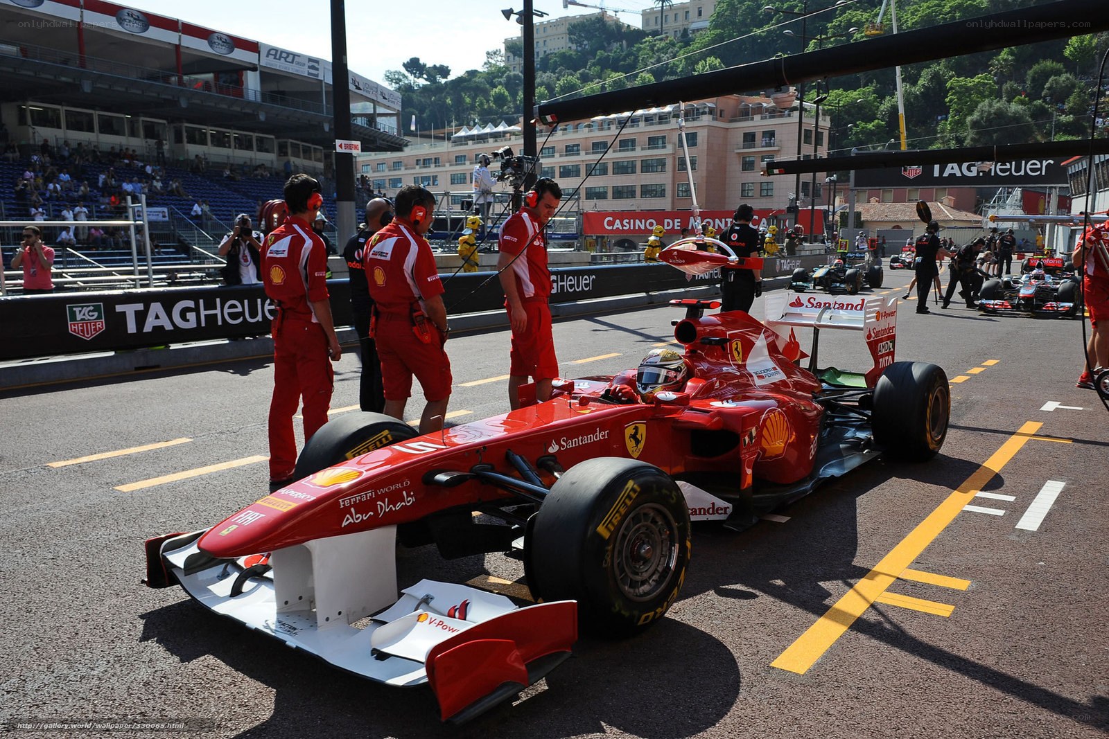 Ferrari F1 car in pit lane