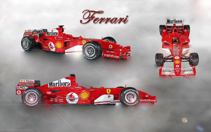 Ferrari F1 cars in red