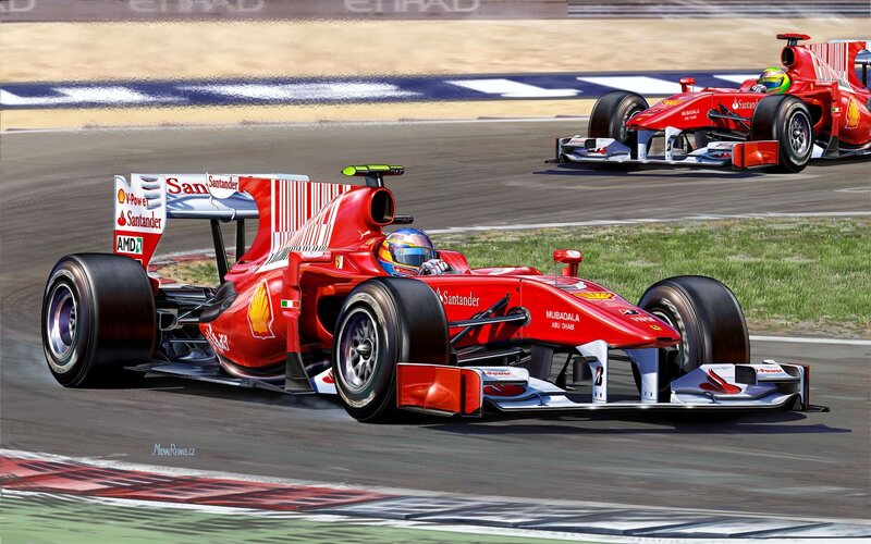 Ferrari F1 cars racing