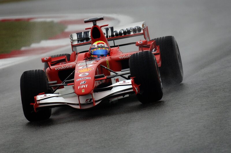 Ferrari F2004 on wet track