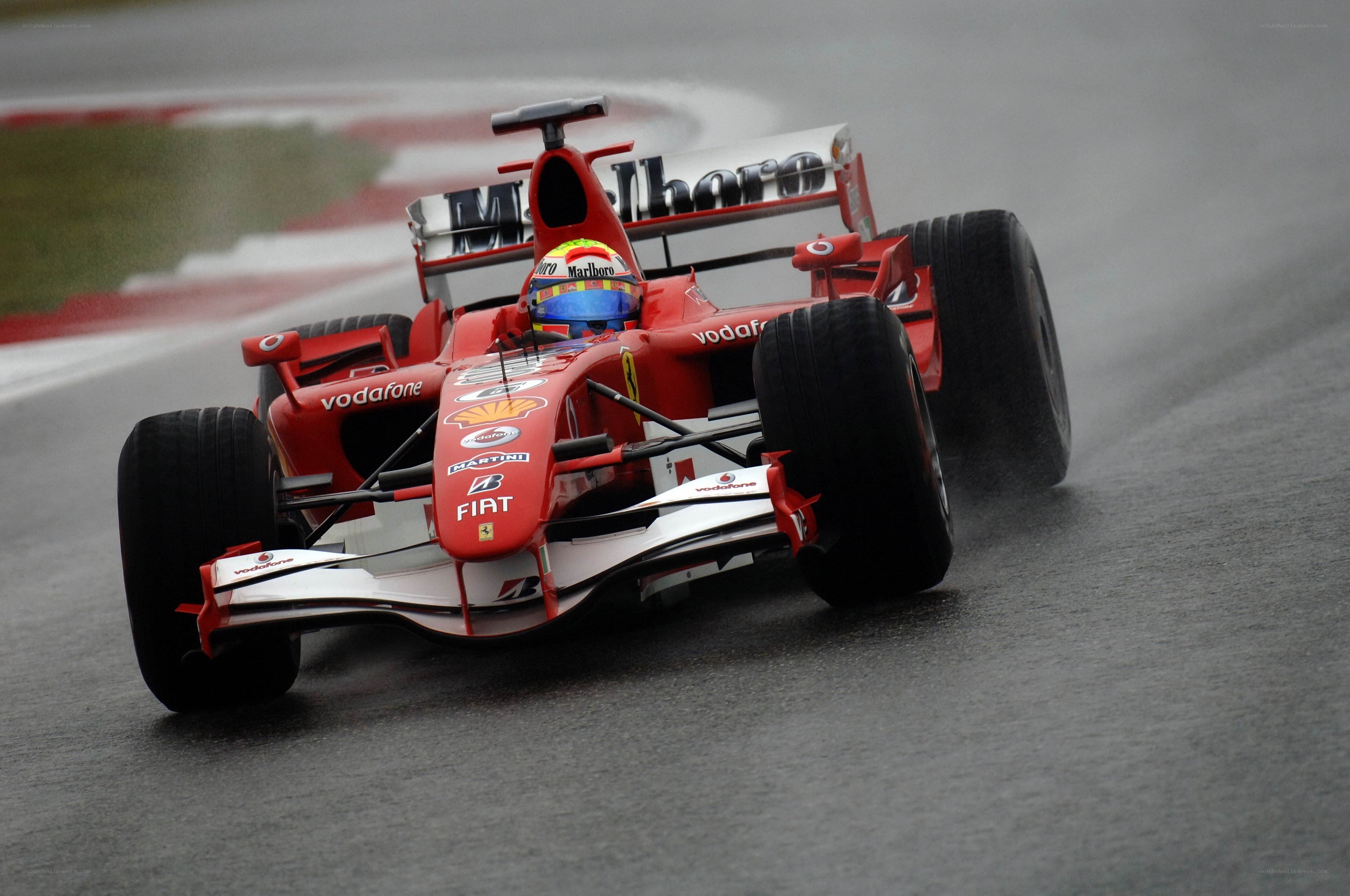 Ferrari F2004 on wet track