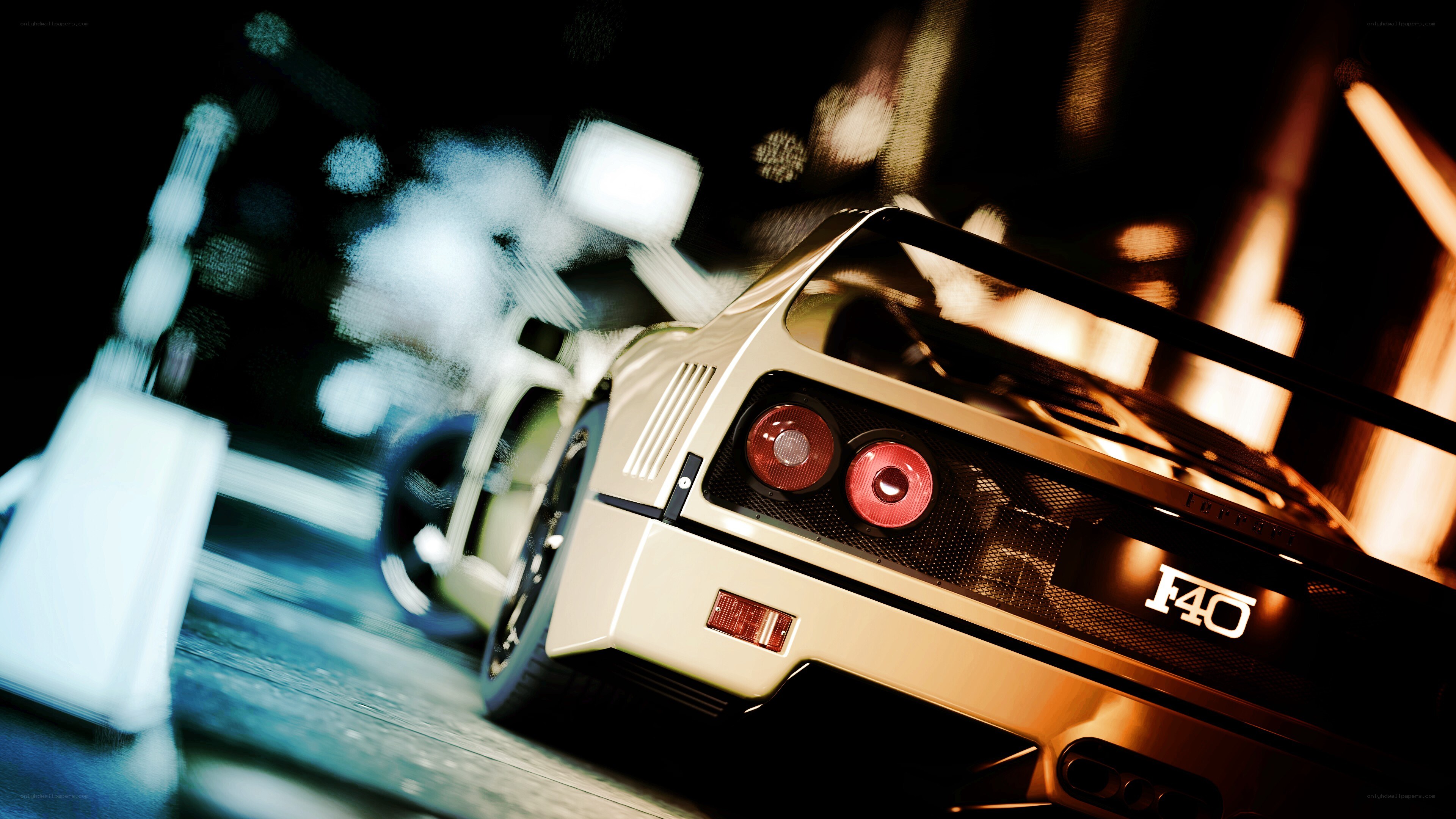 Ferrari F40 at night