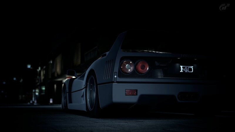 Ferrari F40 at night
