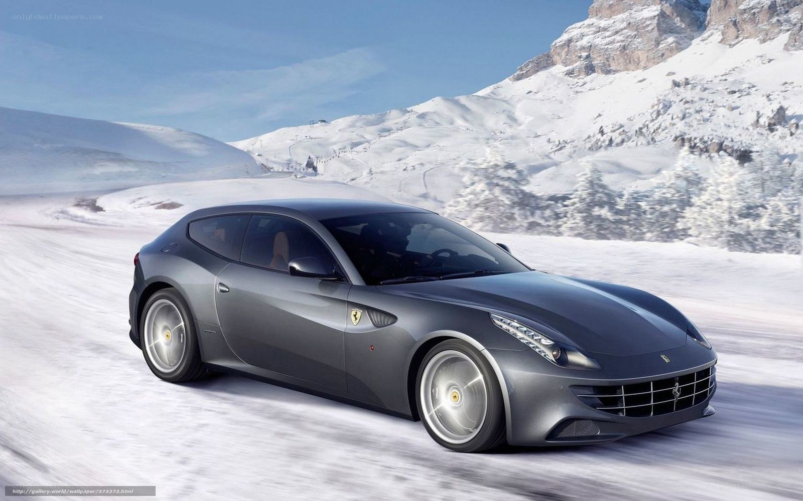 Ferrari FF on snowy mountain road