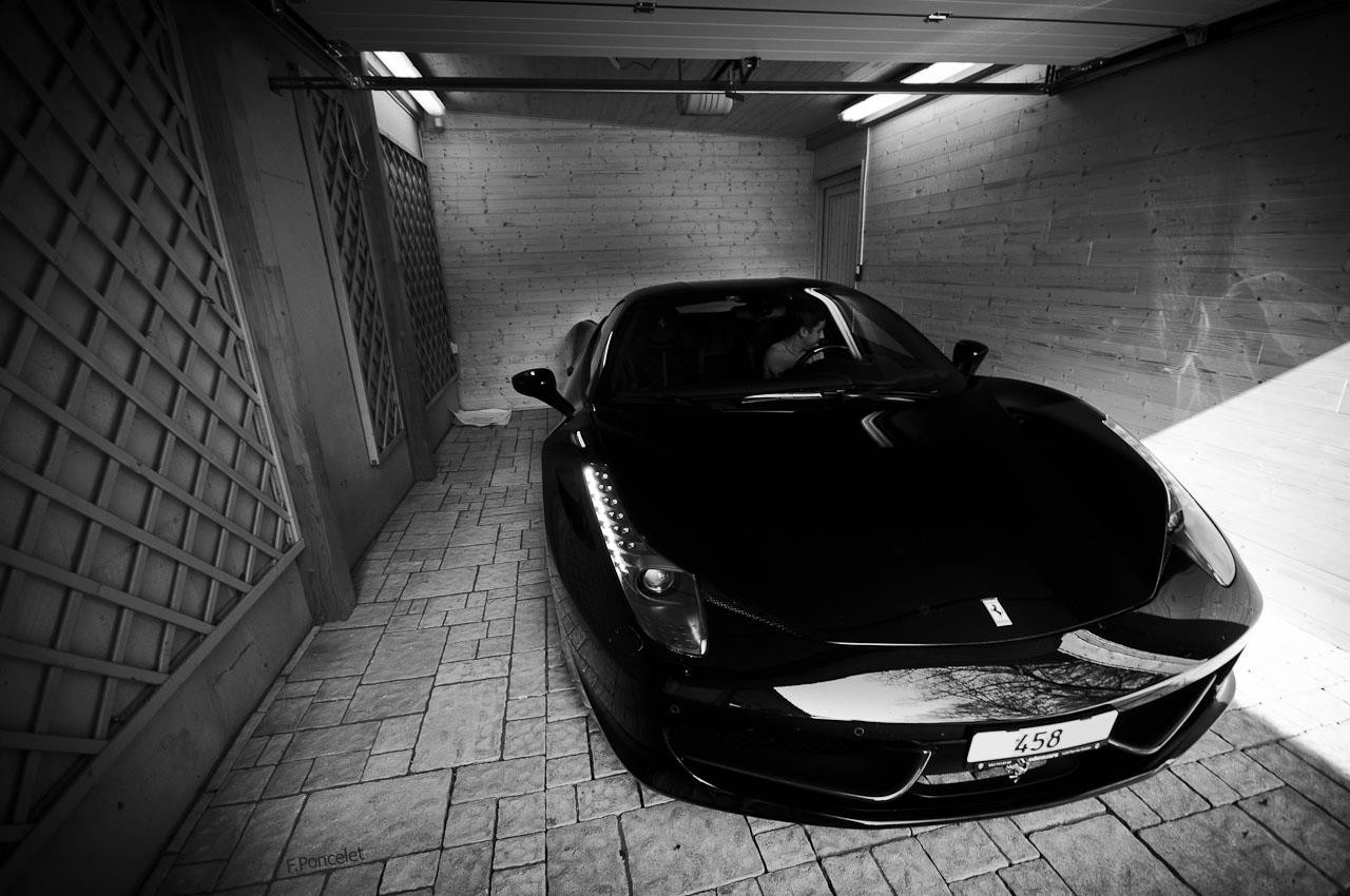 Ferrari in a garage