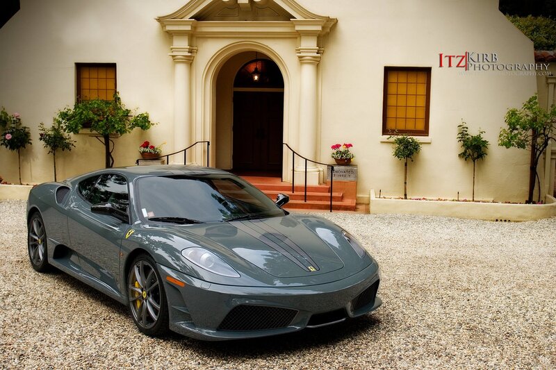 Ferrari in front of a house