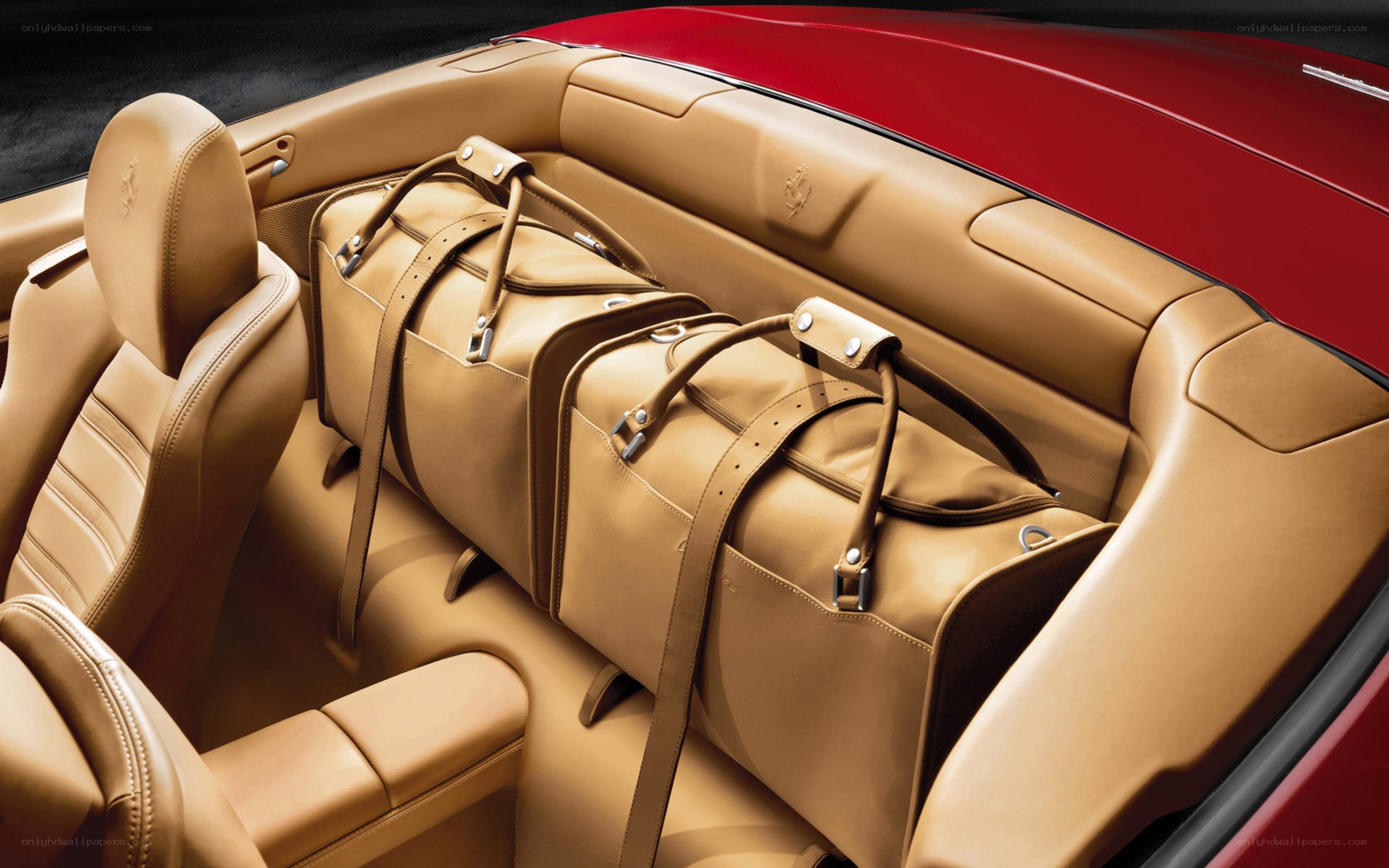 Ferrari interior with luggage