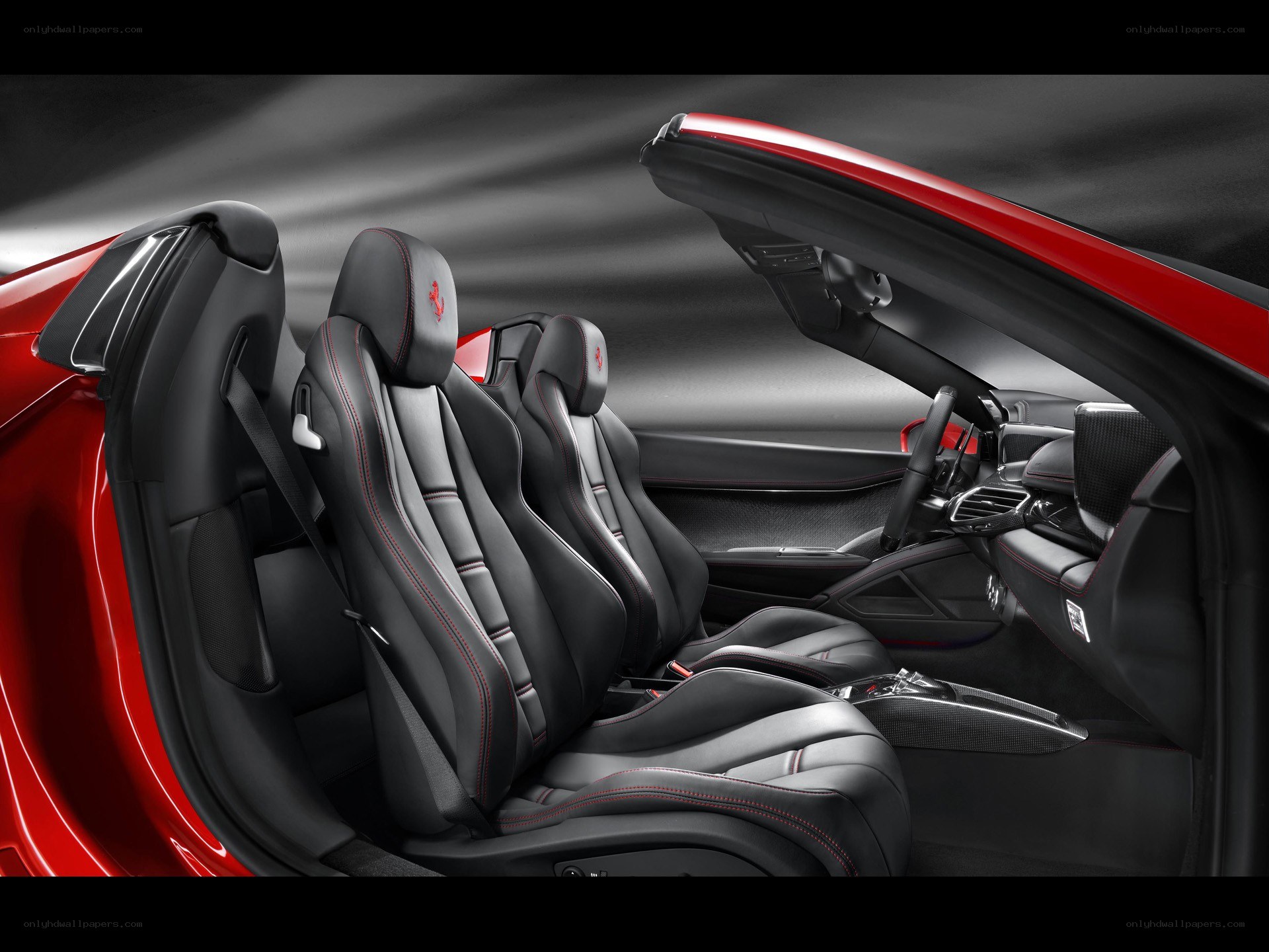 Ferrari interior with red accents