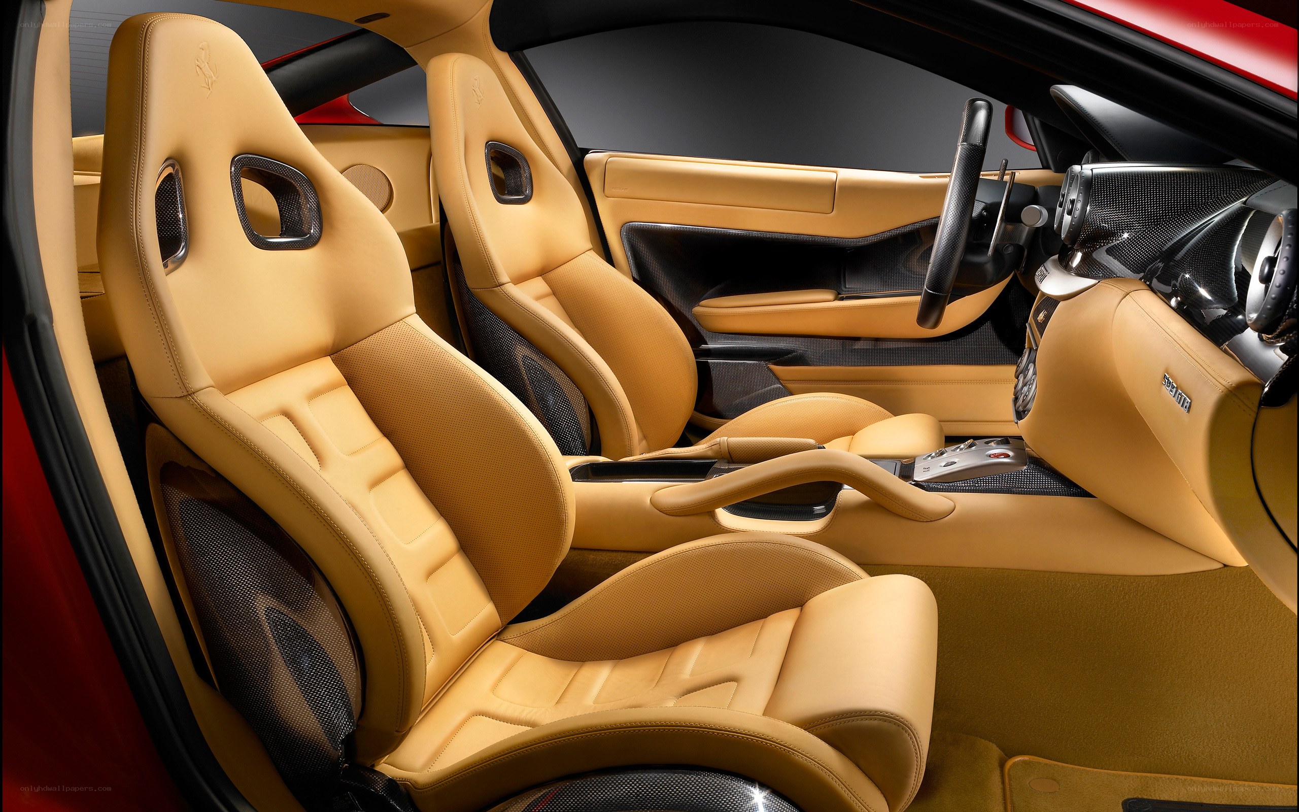 Ferrari interior with tan seats