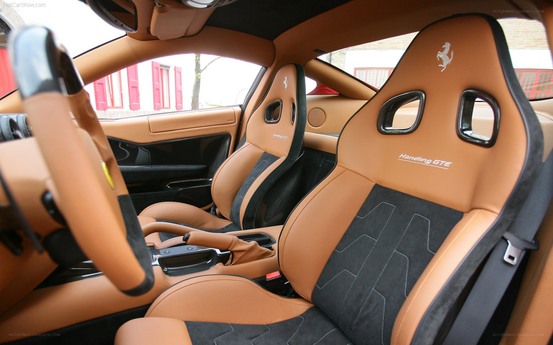 Ferrari interior with tan seats