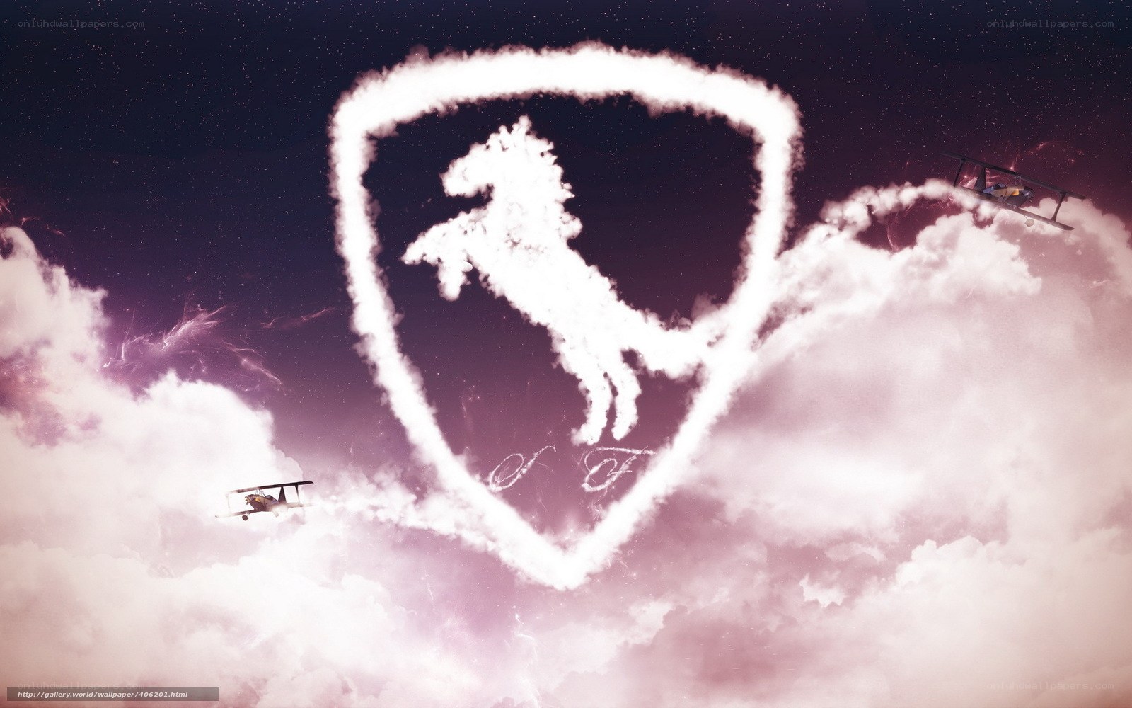 Ferrari logo in sky