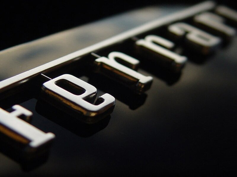 Ferrari Logo on Car — Black, Dramatic