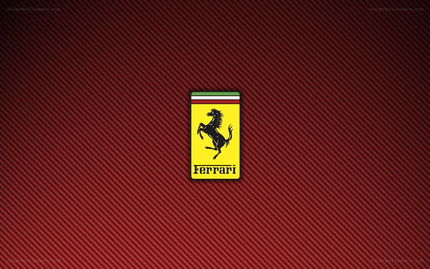 Ferrari logo on carbon fiber