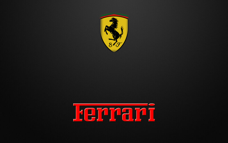 Ferrari logo on dark background