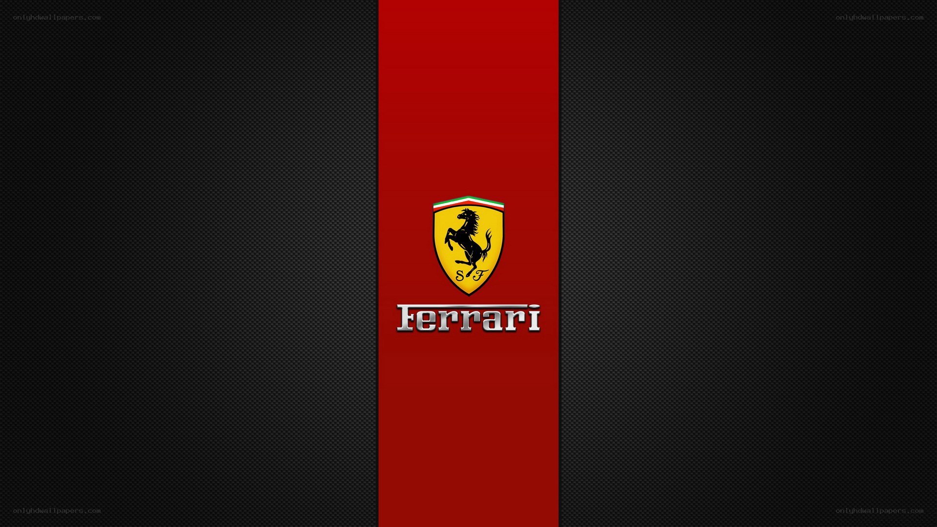 Ferrari logo on red and black
