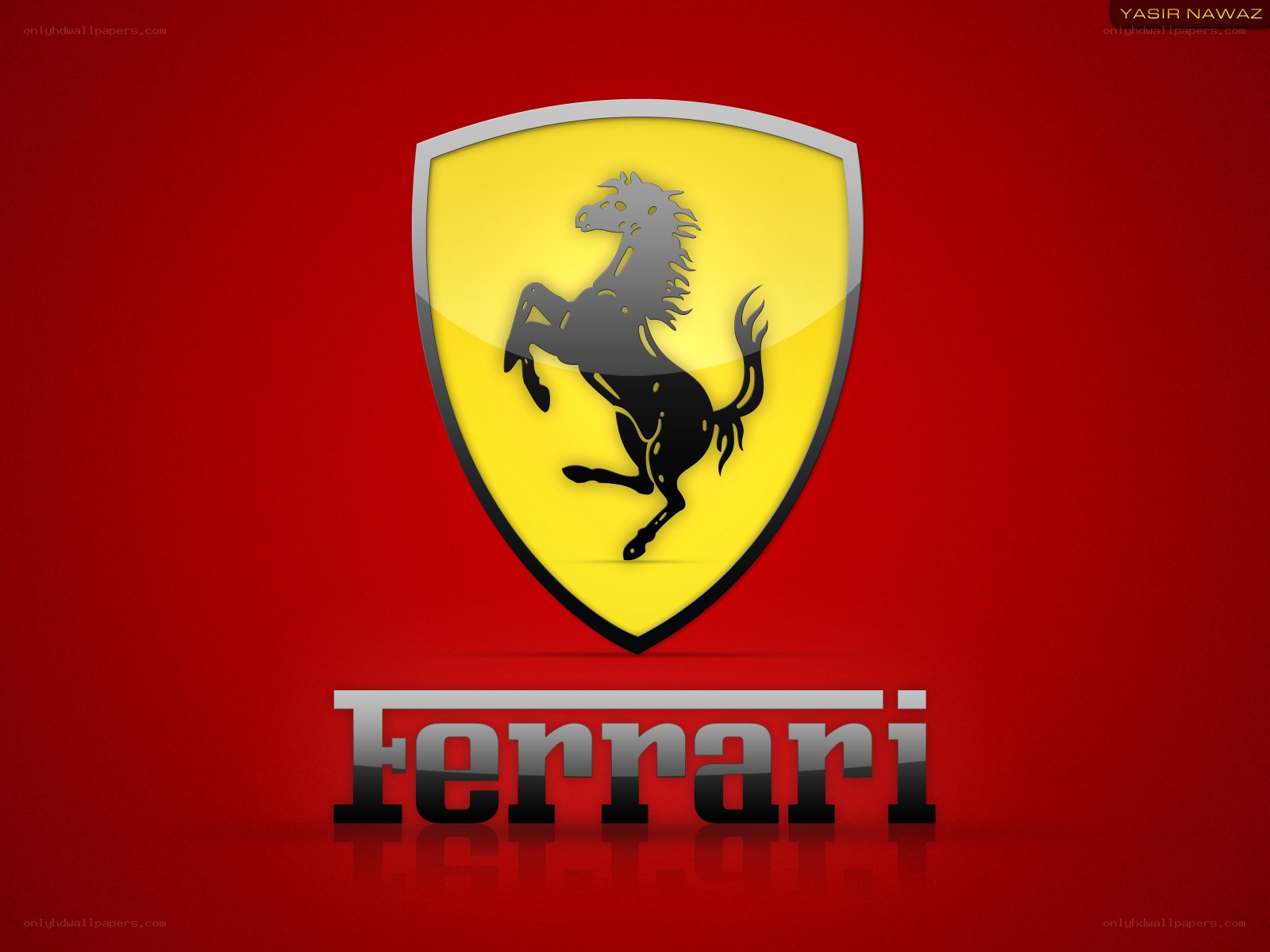 Ferrari logo on red background